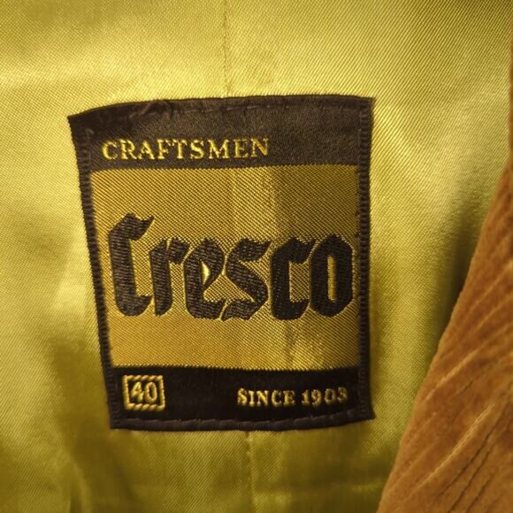 Cresco 40 Brown Corduroy Faux Leather Western Jacket Mens Vintage 70s Mod Coat - Picture 4 of 9